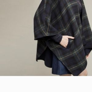 Cartonnier Anthropologie Poncho Cape Jacket Plaid With pockets.